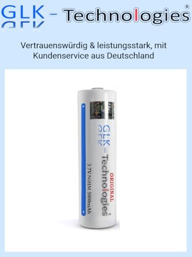 2X GLK-Technologies® Hochleistungs 5000 mAh 3,7V NiMH Flachkopf Akku für langlebige Energie im Alltag