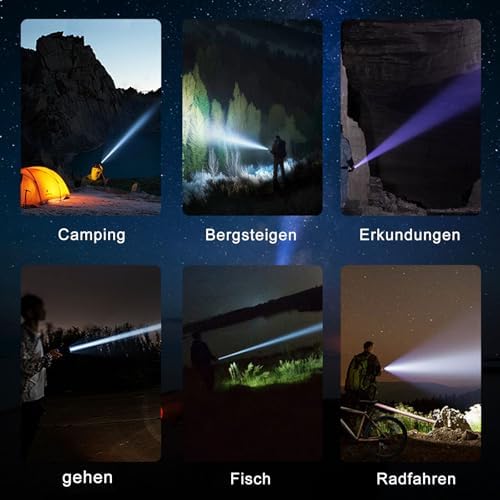 ASORT Wiederaufladbare Taschenlampe 990.000 Lumen, Extreme Helligkeit, USB Aufladbar, IP67 Wasserdicht für Outdoor, Camp