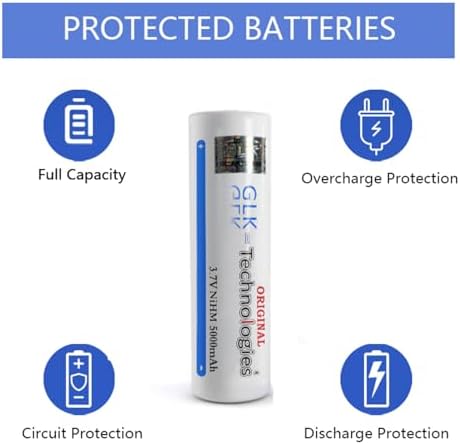 2X GLK-Technologies® Hochleistungs 5000 mAh 3,7V NiMH Flachkopf Akku für langlebige Energie im Alltag
