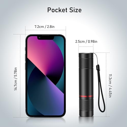 Blukar LED Taschenlampe Aufladbar, 4 Lichtmodi & Wasserdicht für Camping, Wandern, Outdoor - 2 Stück