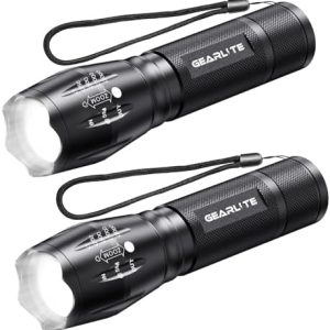 GEARLITE LED Taschenlampe 2000 Lumen - Extrem hell, 5 Modi, IP65 wasserdicht für Camping und Outdoor Abenteuer