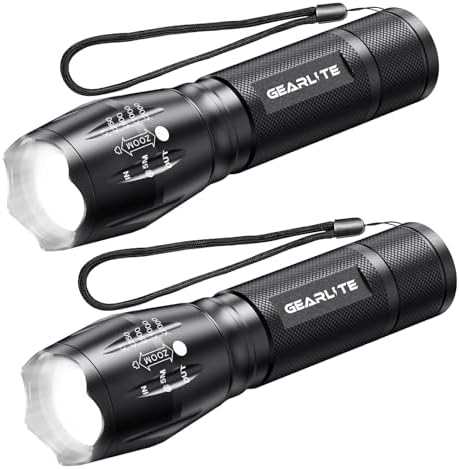 GEARLITE LED Taschenlampe 2000 Lumen - Extrem hell, 5 Modi, IP65 wasserdicht für Camping und Outdoor Abenteuer
