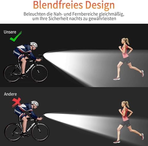 Deilin Fahrradlicht Set – 70 Lux LED Beleuchtung, USB Aufladbar & IPX5 Wasserdicht für sicheres Fahren bei Nacht