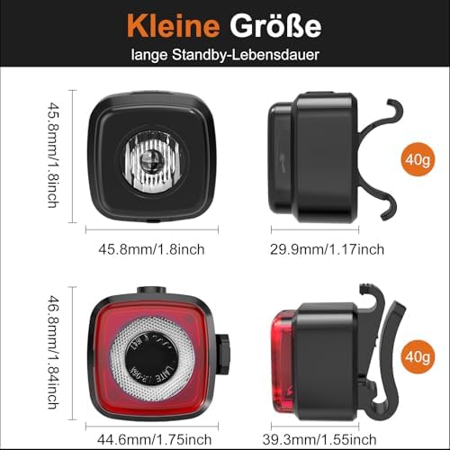 Antimi Fahrradleuchten-Set: StVZO-zugelassene LED Beleuchtung mit IPX5 Front- & Rücklicht, USB Typ C für sicheres Radfah