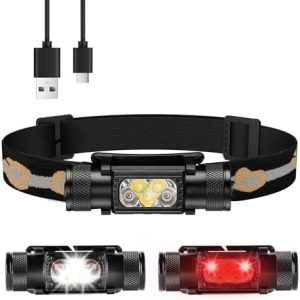 Sofirn H05B Stirnlampe mit Rotlicht - Helle LED Kopflampe, USB-C wiederaufladbar, waterproof für Joggen, Camping & Angel