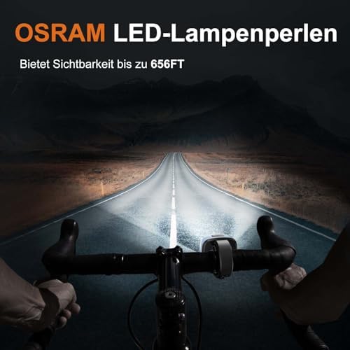 Antimi Fahrradleuchten-Set: StVZO-zugelassene LED Beleuchtung mit IPX5 Front- & Rücklicht, USB Typ C für sicheres Radfah