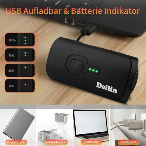 Deilin Fahrradlicht Set – 70 Lux LED Beleuchtung, USB Aufladbar & IPX5 Wasserdicht für sicheres Fahren bei Nacht