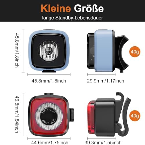 Antimi Fahrradleuchten-Set: StVZO-zugelassene LED Beleuchtung mit IPX5 Front- & Rücklicht, USB Typ C für sicheres Radfah