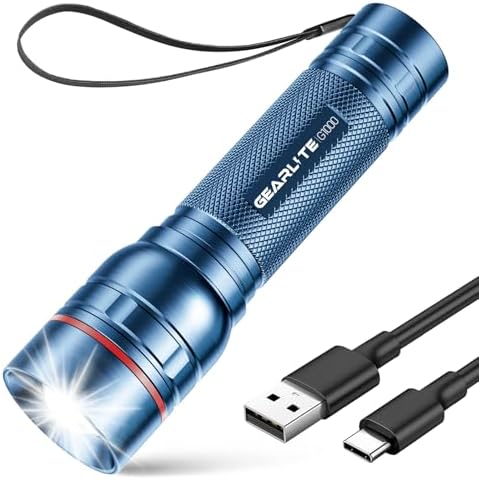 GEARLITE LED Taschenlampe 2000 Lumen – Extrem hell & zoombar, ideal für Camping, Angeln und Notfälle!