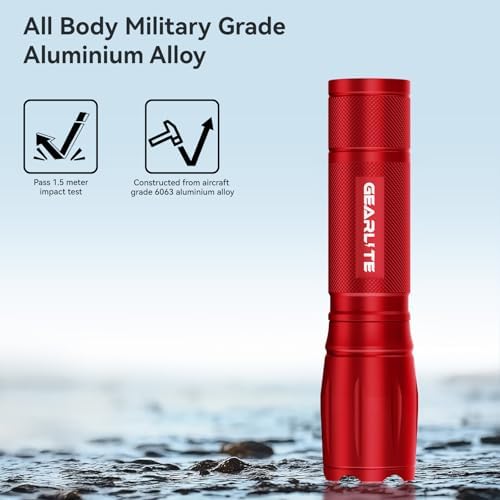 GEARLITE LED Taschenlampe 2000 Lumen - Extrem hell, 5 Modi, IP65 wasserdicht für Camping und Outdoor Abenteuer