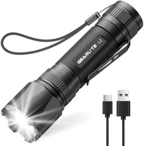 GEARLITE LED Taschenlampe, 3000 Lumen Zoombare Mini Lampe, Wasserdicht & Taktisch für Camping, Angeln, Wandern