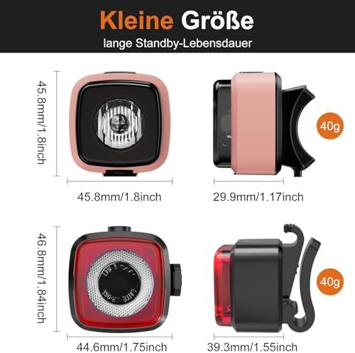Antimi Fahrradleuchten-Set: StVZO-zugelassene LED Beleuchtung mit IPX5 Front- & Rücklicht, USB Typ C für sicheres Radfah