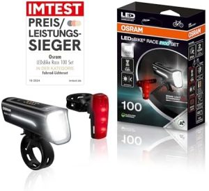 Osram LEDsBIKE® Race 100 Set - Fahrradbeleuchtung mit automatischer Bremslichtfunktion für sicheres Fahren