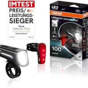 Osram LEDsBIKE® Race 100 Set - Fahrradbeleuchtung mit automatischer Bremslichtfunktion für sicheres Fahren
