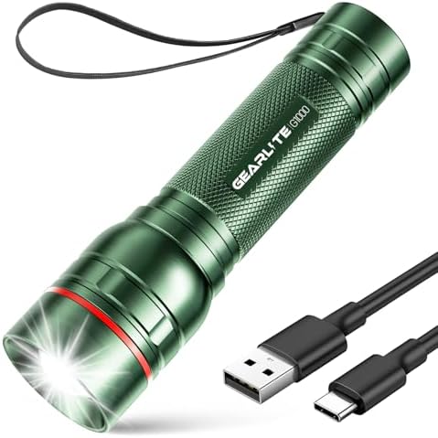 GEARLITE LED Taschenlampe 2000 Lumen – Extrem hell & zoombar, ideal für Camping, Angeln und Notfälle!
