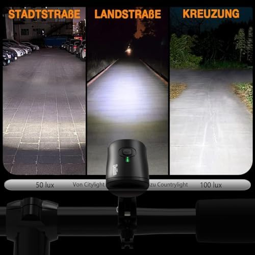 Deilin Fahrradlicht Set – 70 Lux LED Beleuchtung, USB Aufladbar & IPX5 Wasserdicht für sicheres Fahren bei Nacht