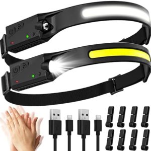 LED Stirnlampe SuperHell 2000 Lumen, 5 Lichtmodi, IPX4 wasserdicht, ideal für Camping und Laufen