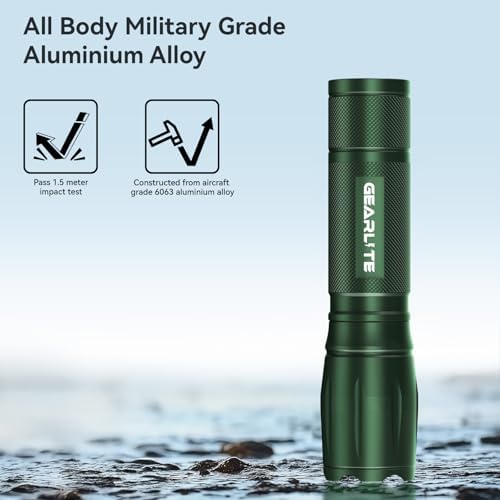 GEARLITE LED Taschenlampe 2000 Lumen - Extrem hell, 5 Modi, IP65 wasserdicht für Camping und Outdoor Abenteuer