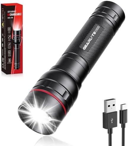GEARLITE LED Taschenlampe 2000 Lumen – Extrem hell & zoombar, ideal für Camping, Angeln und Notfälle!
