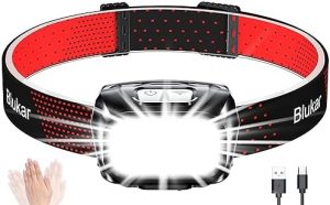 Blukar LED Stirnlampe 2000L – Wiederaufladbare, dimmbare Kopflampe mit Sensor & IPX5, ideal fürs Joggen, Camping & Angel
