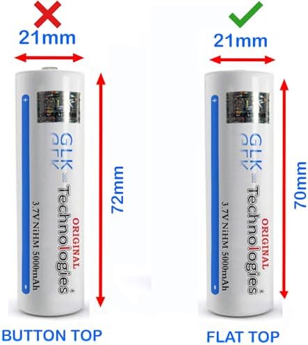 2X GLK-Technologies® Hochleistungs 5000 mAh 3,7V NiMH Flachkopf Akku für langlebige Energie im Alltag