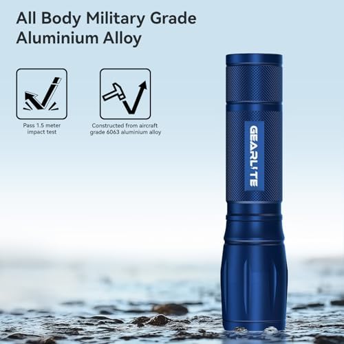 GEARLITE LED Taschenlampe 2000 Lumen - Extrem hell, 5 Modi, IP65 wasserdicht für Camping und Outdoor Abenteuer