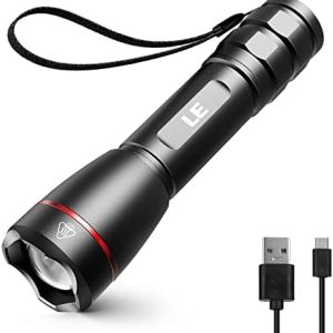 LE LED Taschenlampe USB Aufladbar – Extrem Hell 15000 Lux, IPX4 Wasserdicht, Zoombar, 5 Modi für Camping & Outdoor Abent