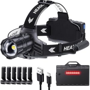 Superhelle LED Stirnlampe von - 120000 Lumen, 5 Modi, IPX7, 9000mAh Akku für Camping und Outdoor Aktivitäten