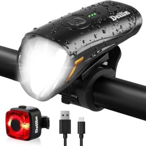 Deilin Fahrradlicht Set – 70 Lux LED Beleuchtung, USB Aufladbar & IPX5 Wasserdicht für sicheres Fahren bei Nacht