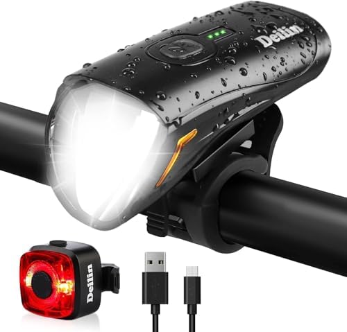Deilin Fahrradlicht Set – 70 Lux LED Beleuchtung, USB Aufladbar & IPX5 Wasserdicht für sicheres Fahren bei Nacht
