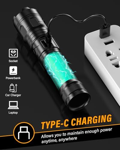 XHM 70.2 LED Taschenlampe – 500000 Lumen USB Aufladbar & IP67 Wasserdicht, Ideal für Outdoor Abenteuer