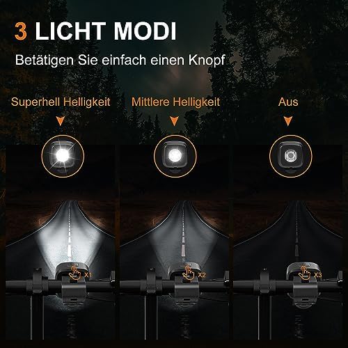 Antimi Fahrradleuchten-Set: StVZO-zugelassene LED Beleuchtung mit IPX5 Front- & Rücklicht, USB Typ C für sicheres Radfah