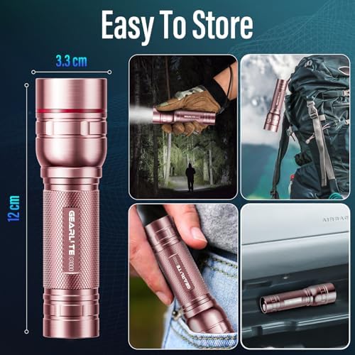GEARLITE LED Taschenlampe 2000 Lumen – Extrem hell & zoombar, ideal für Camping, Angeln und Notfälle!