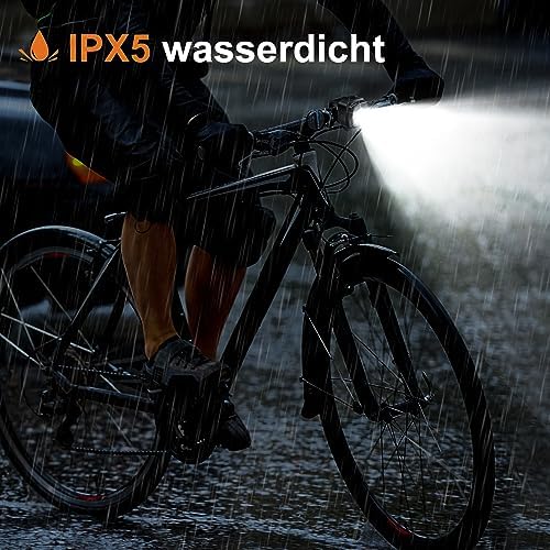 Antimi Fahrradleuchten-Set: StVZO-zugelassene LED Beleuchtung mit IPX5 Front- & Rücklicht, USB Typ C für sicheres Radfah