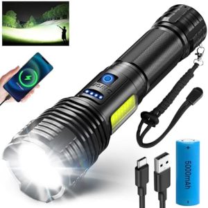 SIDARK Aufladbare LED Taschenlampe, 500000 Lumen Extrem Hell, 9 Modi & IPX7 Wasserdicht, Ideal für Outdoor Camping & Not