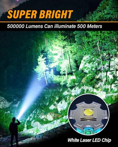 XHM 70.2 LED Taschenlampe – 500000 Lumen USB Aufladbar & IP67 Wasserdicht, Ideal für Outdoor Abenteuer