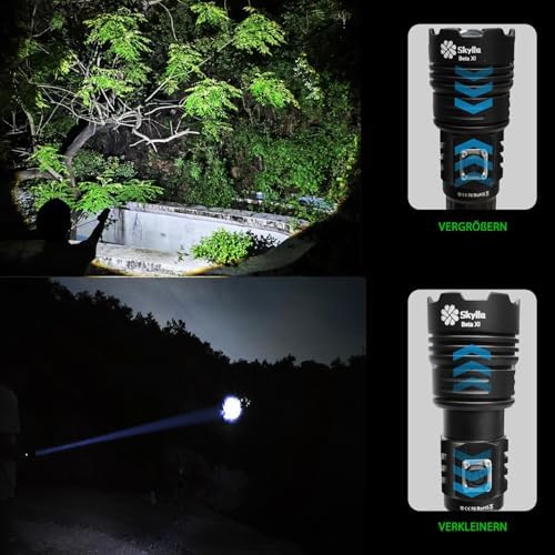 ASORT Wiederaufladbare Taschenlampe 990.000 Lumen, Extreme Helligkeit, USB Aufladbar, IP67 Wasserdicht für Outdoor, Camp