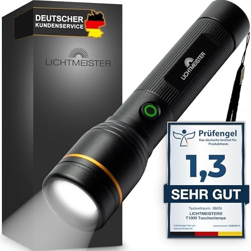 LICHTMEISTER® LED Taschenlampe 1000 Lumen mit 4000 mAh Akku – Perfekt für Camping und Outdoor Abenteuer