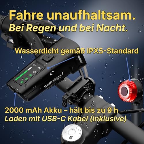 LED Fahrradlicht Set von – USB aufladbar, 100LUX, StVZO zugelassen, ideal für sicheres Fahren in der Nacht!