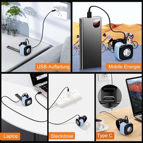 Antimi Fahrradleuchten-Set: StVZO-zugelassene LED Beleuchtung mit IPX5 Front- & Rücklicht, USB Typ C für sicheres Radfah
