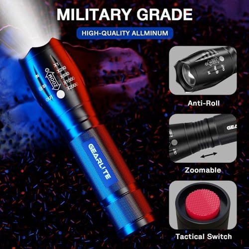 GEARLITE LED Taschenlampe 2000 Lumen - Extrem hell, 5 Modi, IP65 wasserdicht für Camping und Outdoor Abenteuer