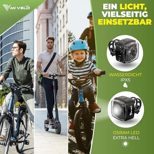 MIVELO Fahrradlicht Set – StVZO zugelassen, USB-aufladbar & 100% wasserdicht für sicheres Fahren bei Nacht