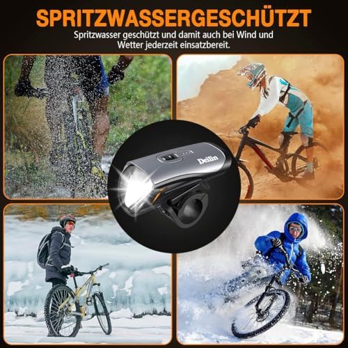 Deilin Fahrradlicht Set – 70 Lux LED Beleuchtung, USB Aufladbar & IPX5 Wasserdicht für sicheres Fahren bei Nacht