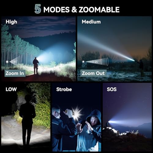 GEARLITE LED Taschenlampe 2000 Lumen - Extrem hell, 5 Modi, IP65 wasserdicht für Camping und Outdoor Abenteuer