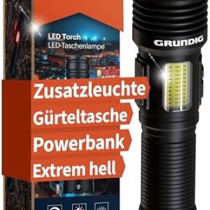 GRUNDIG LED Taschenlampe aufladbar - Extrem hell mit Ion Technologie - Für Notfälle & Arbeiten