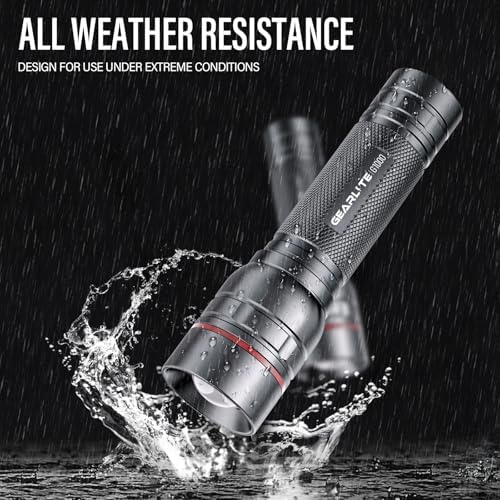 GEARLITE LED Taschenlampe 2000 Lumen – Extrem hell & zoombar, ideal für Camping, Angeln und Notfälle!