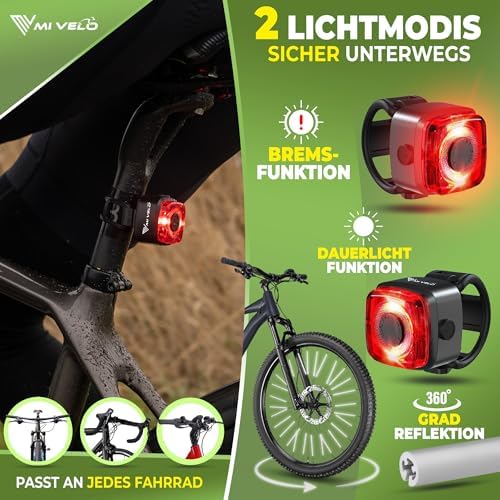MIVELO Fahrradlicht Set – StVZO zugelassen, USB-aufladbar & 100% wasserdicht für sicheres Fahren bei Nacht