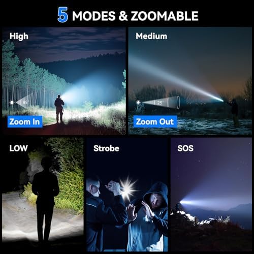 GEARLITE LED Taschenlampe 2000 Lumen - Extrem hell, 5 Modi, IP65 wasserdicht für Camping und Outdoor Abenteuer