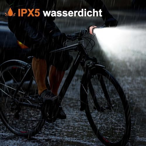 Antimi Fahrradleuchten-Set: StVZO-zugelassene LED Beleuchtung mit IPX5 Front- & Rücklicht, USB Typ C für sicheres Radfah