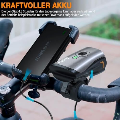 Deilin Fahrradlicht Set – 70 Lux LED Beleuchtung, USB Aufladbar & IPX5 Wasserdicht für sicheres Fahren bei Nacht